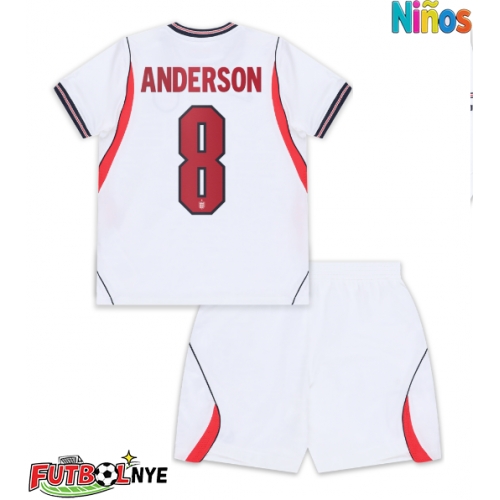 Camiseta Inglaterra Elliot Anderson #8 Primera Equipación para niños Mundial 2026 manga corta (+ pantalones cortos)
